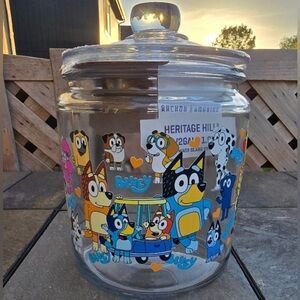 Hand Crafted Bluey & Friends Glass Cookie Jar